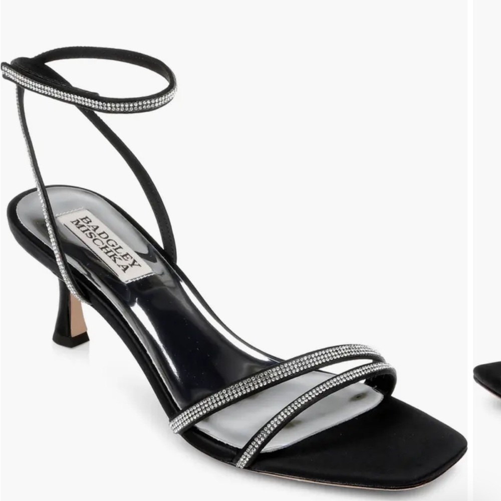 Badgley Mischka Black Heels with Silver Accents